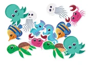 Gadżety na imprezę - Dekoracja dwustronna Podwodny Świat - 12 szt. - miniaturka - grafika 1