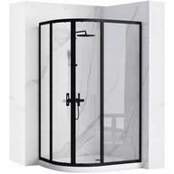 Kabiny prysznicowe - Czarna asymetryczna kabina prysznicowa rozsuwana 100x80 cm Look Rea Black - miniaturka - grafika 1