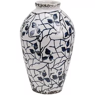 Wazony i flakony - Wazon Na Kwiaty Ceramiczny 22 Cm Biały Z Niebieskim Mallia - miniaturka - grafika 1