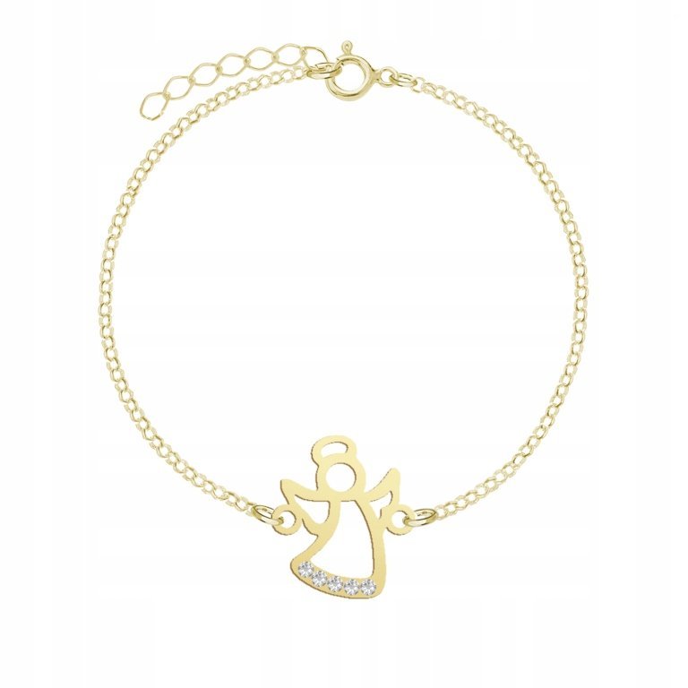 Bransoletka Pozłacana z Aniołkiem Anioł Prezent 925 ŻYCZENIA GRATIS