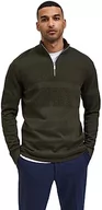 Swetry męskie - SELECTED HOMME SLHMAINE LS sweter męski z dzianiny z zamkiem błyskawicznym do połowy długości Noos, Forest Night, XL, FOREST NIGHT, XL - miniaturka - grafika 1