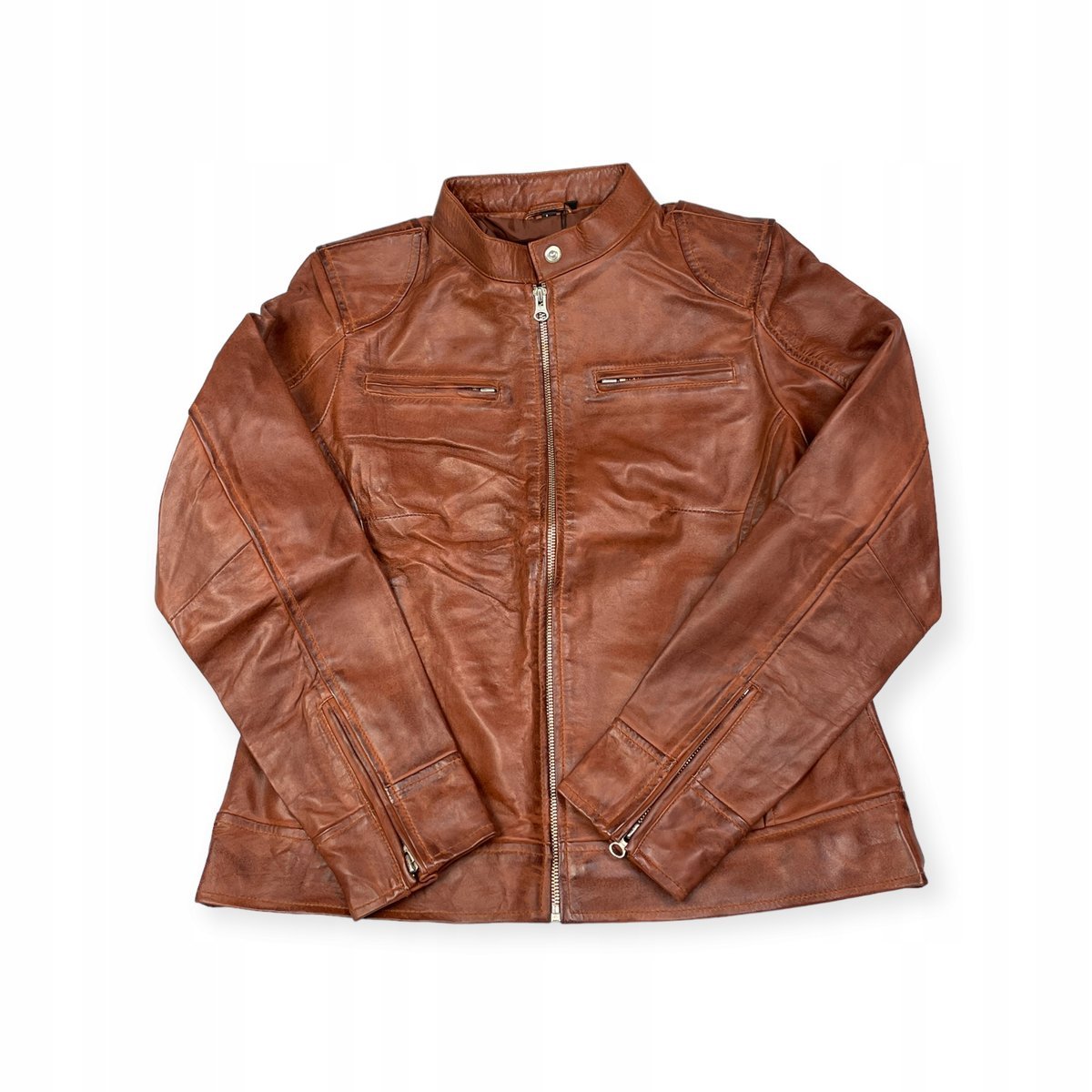 Skórzana kurtka damska brązowa REAL LEATHER S