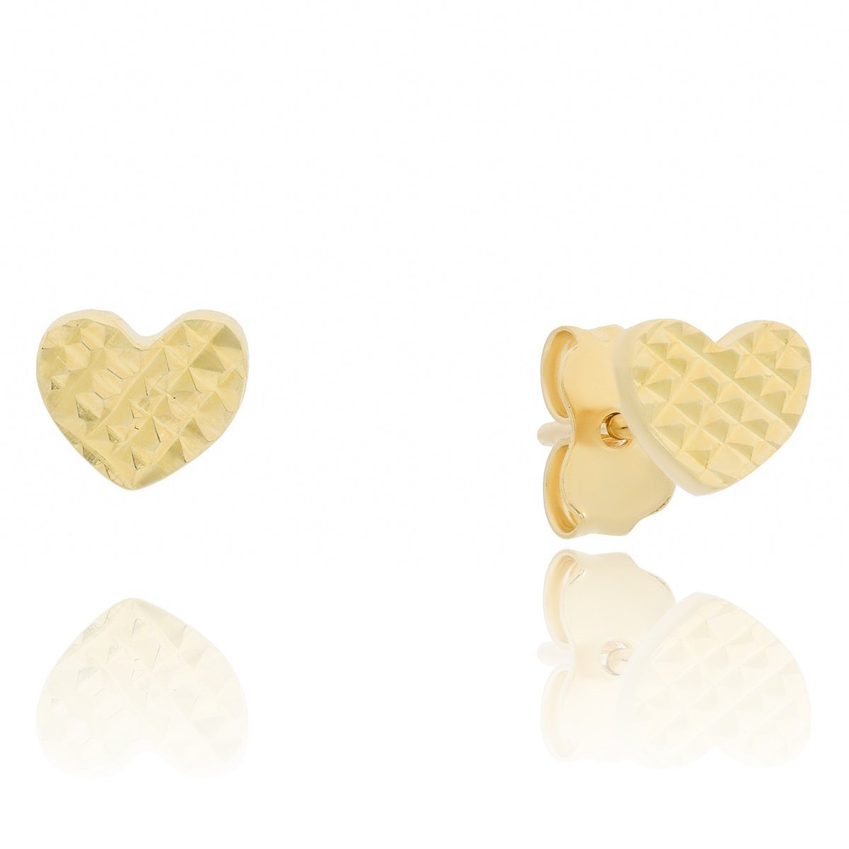 Złote kolczyki sztyfty złote serduszka diamentowane pr.333
