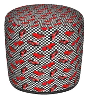 Fotele i pufy dla dzieci - Czerwono-czarna okrągła pufa dziecięca z autami R4-R87 - miniaturka - grafika 1