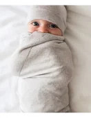 Koce i narzuty dla dzieci - Poofi Kocyk merino Cozy beżowo-szary - miniaturka - grafika 1