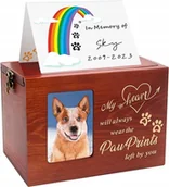 Pozostałe akcesoria dla psów - Urna Na Prochy Dla Psów Drewniana Z Ramką 1 L - miniaturka - grafika 1