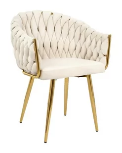 Krzesło TRESSE beżowe - welur, podstawa złota - Krzesła - miniaturka - grafika 1