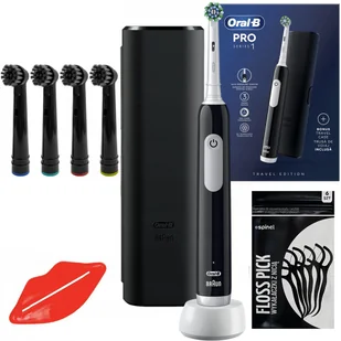 Szczoteczka Oral-B Pro 1 Czarna + etui black + 4x końcówki black - Końcówki do szczoteczek elektrycznych - miniaturka - grafika 1