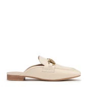 Półbuty męskie - Skórzane mokasyny z odkrytą piętą beżowe - miniaturka - grafika 1