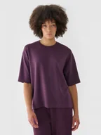 Koszulki sportowe damskie - Damski t-shirt basic 4F 4FRAW24TTSHF2303 - fioletowy - miniaturka - grafika 1