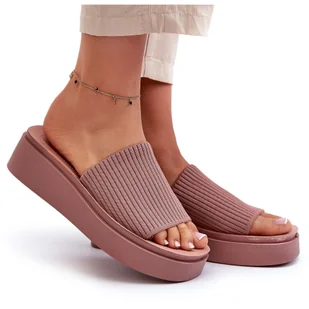 Klapki Damskie Na Platformie Sergio Leone SK083H Różowe - Klapki i japonki damskie - miniaturka - grafika 1