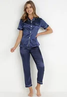 Piżamy damskie - Granatowy 2-Częściowy Komplet Piżamowy Phaenedeia - Born2be - miniaturka - grafika 1