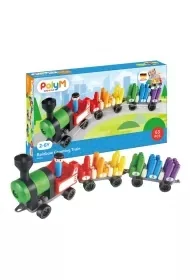 Klocki konstrukcyjne, tęczowy pociąg do liczenia, 63 el., 2+ - Klocki - miniaturka - grafika 1