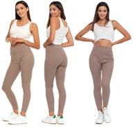 Legginsy - MORAJ Ocieplane Legginsy Damskie w prążki z Wysokim Stanem MOCCA L/XL - miniaturka - grafika 1
