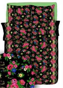 Komplet Pościeli Bawełnianej 140x200 2 x Poszewka Halka Góralka Czarna Polski Producent 100% Bawełna - Pościel Komplet Pościeli Bawełnianej 140x200 2 x Poszewka Halka Góralka Czarna Polski Producent 100% Bawełna - Pościel - miniaturka - grafika 1