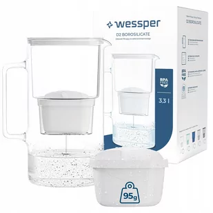 Dzbanek filtrujący szklany Wessper aquamax 3,3l + 2x Filtr Wessper aquamax - Dzbanki filtrujące - miniaturka - grafika 1