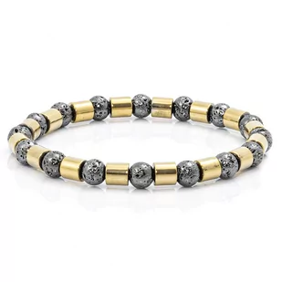 Bransoletka koraliki w kolorze szaro-złotym EM 20 - EM Men's Accessories - Bransolety męskie - miniaturka - grafika 1