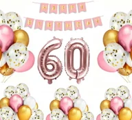 Balony i akcesoria - BALONY ZESTAW NA 60 URODZINY RÓŻOWO ZŁOTY - miniaturka - grafika 1