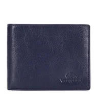 Portfele - Męski portfel ze skóry z rozkładanym panelem granatowy - miniaturka - grafika 1