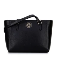 Torebki damskie - Damska torba na ramię ze skóry czarna - miniaturka - grafika 1