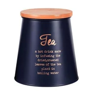 Pojemniki kuchenne - Puszka stożkowa Tea granatowa z pokrywą bambusową - miniaturka - grafika 1