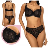 Majtki damskie - Ewa Bień MARISA C511 majtki tanga czarne koronkowe figi zmysłowe - XL - miniaturka - grafika 1