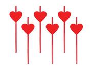 Słomki do napojów - Czerwone słomki serca na Walentynki - 6 szt. - miniaturka - grafika 1