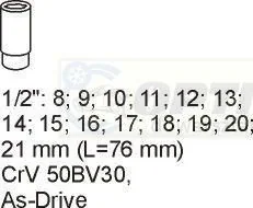 Yato zestaw nasadek sześciokątne długie na wkładzie do szuflady 1/2 8-21mm 14szt. YT-5539 - Klucze i nasadki - miniaturka - grafika 2
