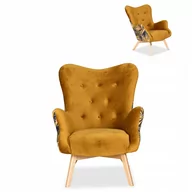 Fotele - Fotel uszak Luna Print Duo żółta Monstera Family - miniaturka - grafika 1