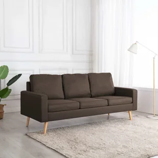vidaXL 3-osobowa sofa, brązowa, tapicerowana tkaniną - Sofy i kanapy - miniaturka - grafika 1