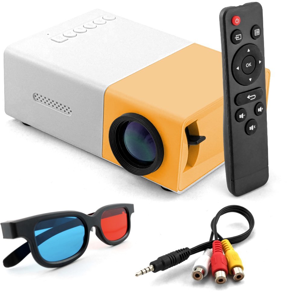 Mini Projektor Multimedialny LED HD USB Micro SD Głośnik Pilot Okulary 3D