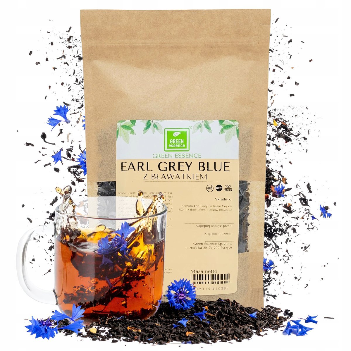 HERBATA CZARNA EARLY GREY BLUE z bławatkiem naturalna 100g