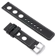Akcesoria do pulsometrów i zegarków sportowych - moVear uStrap R1 Skórzany pasek do Garmin Fenix 6 / 5 - Pro, Plus, Solar (koperta 47mm) z adapterem QuickFit 22mm | Czarny ze srebrnym przeszyciem - miniaturka - grafika 1