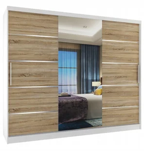 Szafa przesuwna Premium z lustrem Szuflady 235 cm - Szafy - miniaturka - grafika 1