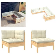 Meble ogrodowe - vidaXL 8-częściowy zestaw wypoczynkowy do ogrodu z kremowymi poduszkami z litego drewna sosnowego - Zestaw wypoczynkowy do ogrodu - Zestawy wypoczynkowe do ogrodu - Zestawy mebli ogrodowych - Zestawy mebli ogrodowych - miniaturka - grafika 1