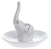 Tace i patery - Talerzyk porcelanowy na biżuterię z białym słoniem, 12,5x12,5x11,5 cm - miniaturka - grafika 1