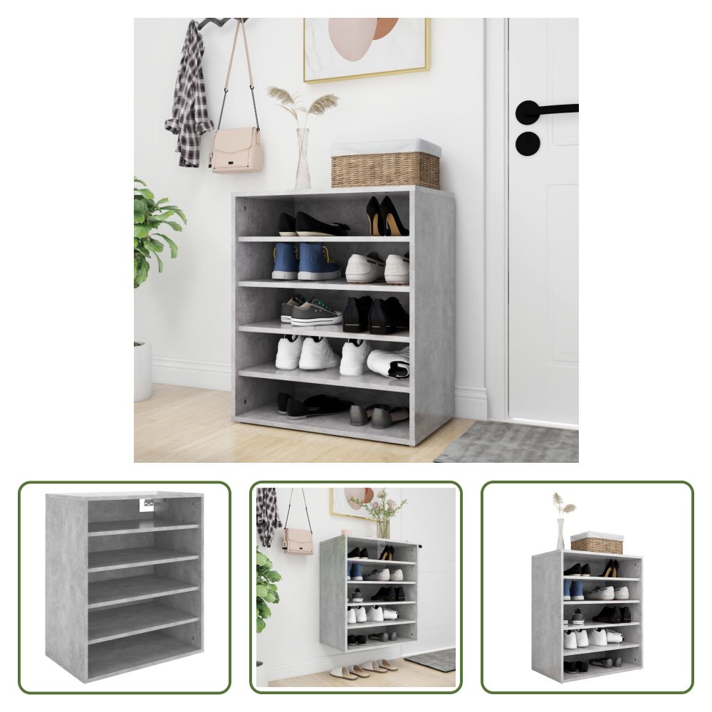 The Living Store Szafka na buty betonowa szara 60x35x70 cm materiał drewnopochodny
