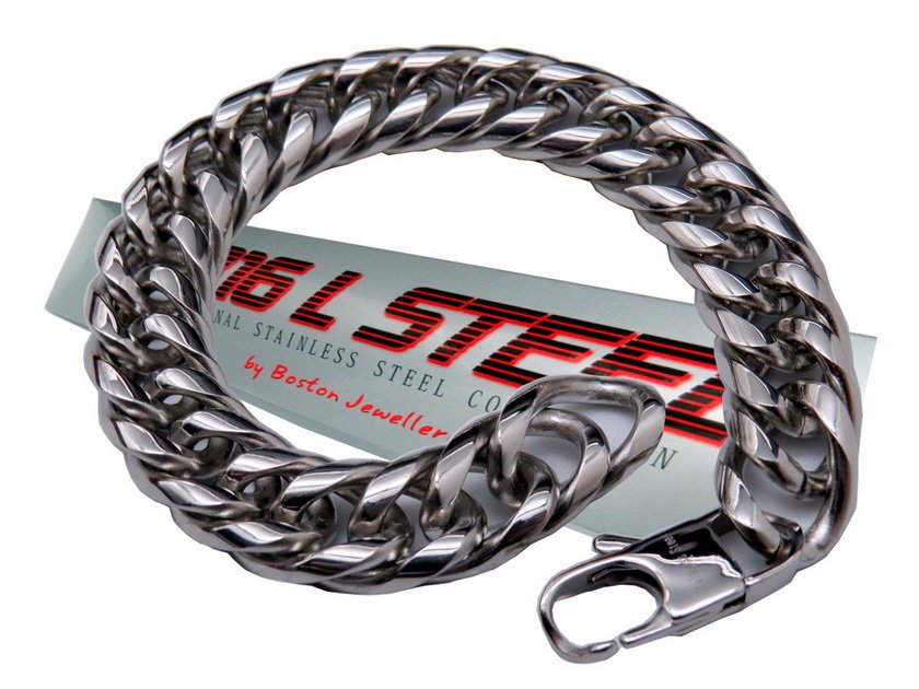 Srebrna Bransoleta Męska Gruba Pancerka Stal 316L