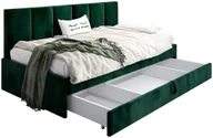 Łóżka dla dzieci i młodzieży - Łóżko młodzieżowe SORA 2 100x200 zielone z tapicerowanym panelem i szufladą MKPOL - miniaturka - grafika 1