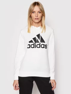 Bluzy damskie - Adidas Bluza Essentials HD1800 Biały Relaxed Fit - grafika 1