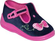 Buty dla dziewczynek - ZETPOL kapcie dziewczęce Dorota granatowa - miniaturka - grafika 1