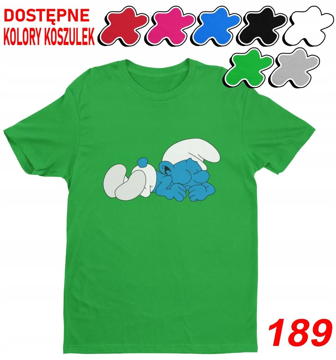 Dziecięca Koszulka T-Shirt Z Nadrukie D.Wybór Smerf Śpioch Leniuch-L146-152