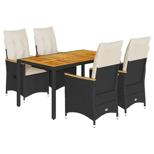 Zestaw mebli ogrodowych czarny z rozkładanymi fotelami 56 x 59 x 92 cm