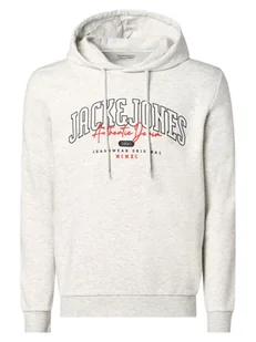 Jack & Jones Męska bluza z kapturem Mężczyźni Bawełna szary nadruk, M - Bluzy męskie - miniaturka - grafika 1