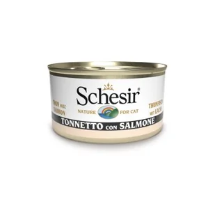 Schesir Adult 24 x 85 g Tuńczyk z łososiem - Mokra karma dla kotów - miniaturka - grafika 1