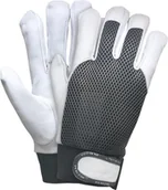 Rękawice robocze - Reis RLTOPER-SILVER - rękawice ochronne z koziej skóry, wierzch siatka dobra wentylacja - 7-10. - miniaturka - grafika 1