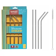 Słomki do napojów - LAMART SŁOMKI METALOWE SREBRNE 4 SZT STRAW LT7052 - miniaturka - grafika 1