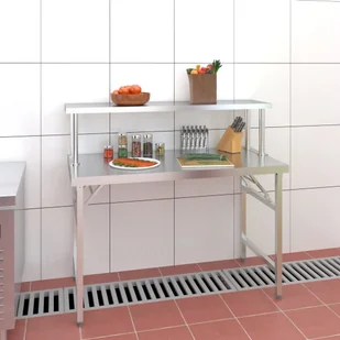 Kuchenny stół roboczy z półką, 120x60x115 cm, stal nierdzewna - Meble gastronomiczne - miniaturka - grafika 1