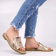 Klapki i japonki damskie - S.Barski KV27-032 buty damskie klapki eleganckie skórzane - miniaturka - grafika 1