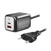 Ładowarki do telefonów - Adapter GaN 30W LogiLink, 1x USB-C, 1x USB-A, z kablem stałym, szybkie ładowanie - miniaturka - grafika 1